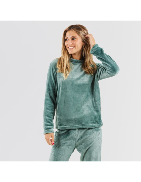 Pijama terciopelo liso pijamas-de-invierno-de-mujer