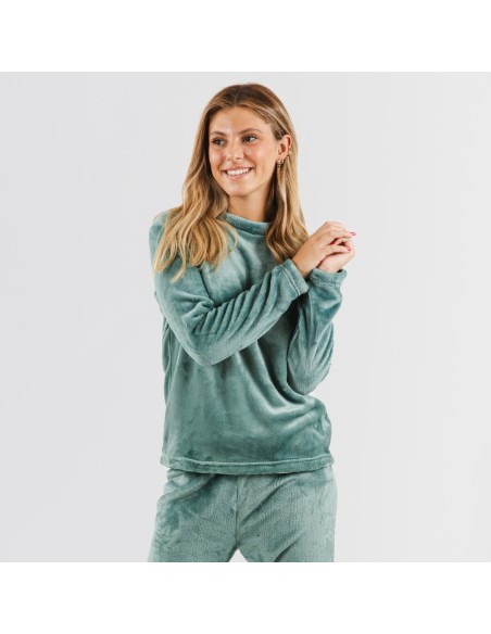 Pijama terciopelo liso pijamas-de-invierno-de-mujer