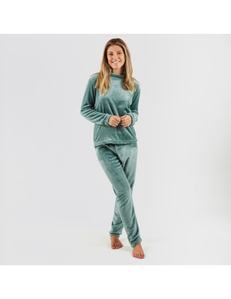 Pijama terciopelo liso pijamas-de-invierno-de-mujer