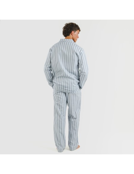 Pijama franela con solapa hombre Raya Marsella indigo pijamas-largos-hombre