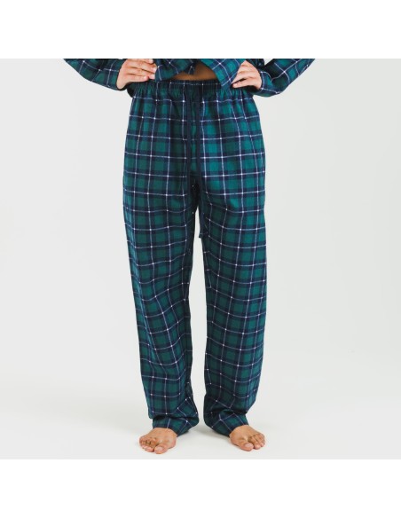 Pijama franela con solapa hombre Cuadro Ruz verde pijamas-largos-hombre