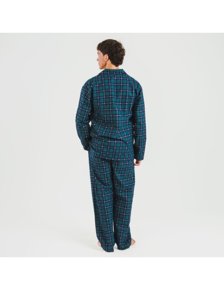 Pijama franela con solapa hombre Cuadro Ruz verde pijamas-largos-hombre