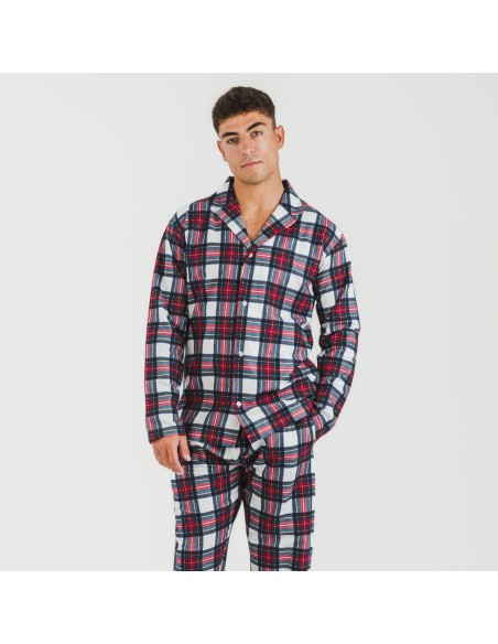 Pijama franela con solapa hombre Cuadro Celestia pijamas-largos-hombre