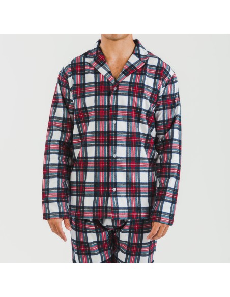 Pijama franela con solapa hombre Cuadro Celestia pijamas-largos-hombre