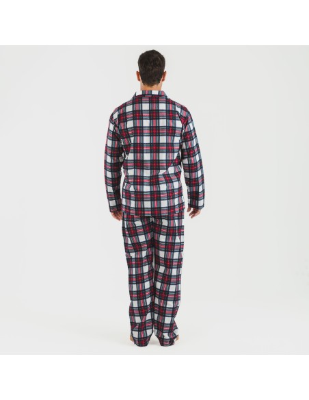 Pijama franela con solapa hombre Cuadro Celestia pijamas-largos-hombre