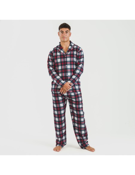 Pijama franela con solapa hombre Cuadro Celestia pijamas-largos-hombre