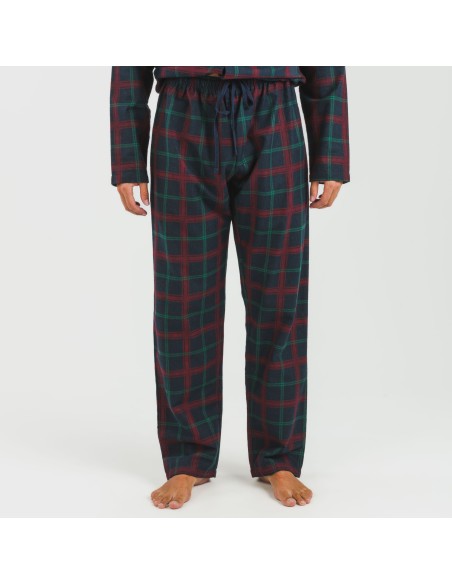 Pijama franela con solapa hombre Cuadro Roman azul marino pijamas-largos-hombre