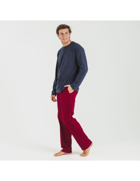 Pijama hombre franela Poppy azul pijamas-largos-hombre