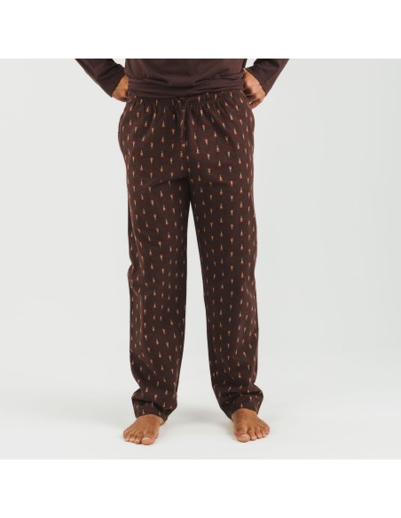 Pijama hombre franela Pelayo marrón pijamas-largos-hombre