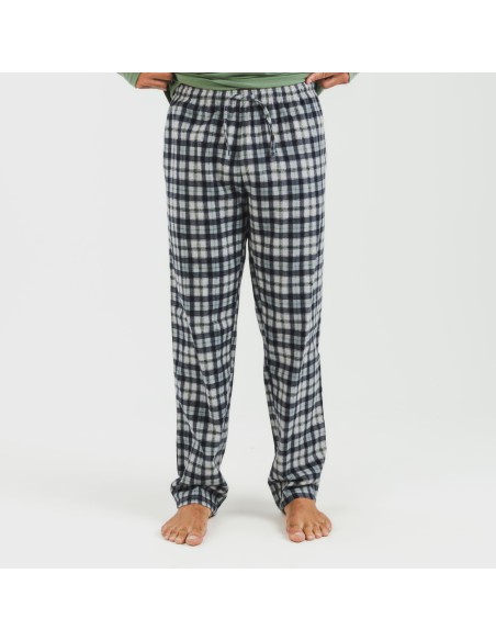 Pijama hombre franela Cuadro Javier verde caceria pijamas-largos-hombre