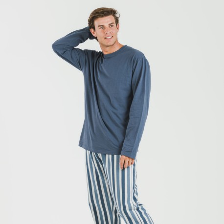 Pijama hombre franela Raya Alejo indigo pijamas-largos-hombre