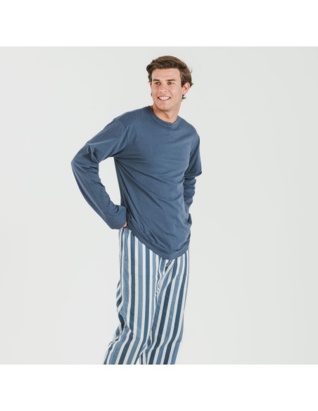 Pijama hombre franela Raya Alejo indigo pijamas-largos-hombre