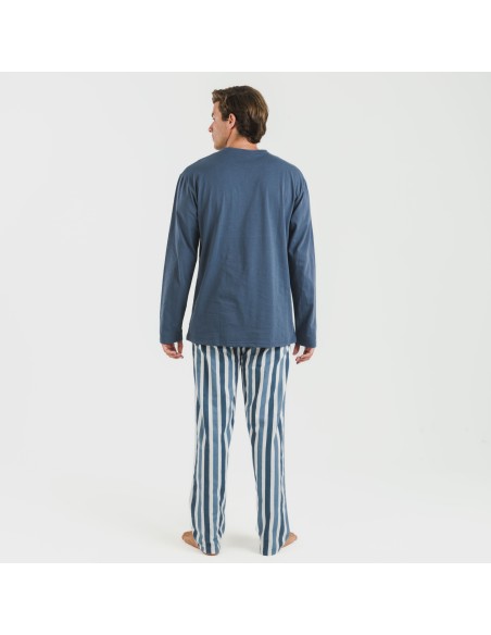 Pijama hombre franela Raya Alejo indigo pijamas-largos-hombre