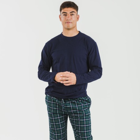 Pijama hombre franela Cuadro Ruz azul marino pijamas-largos-hombre