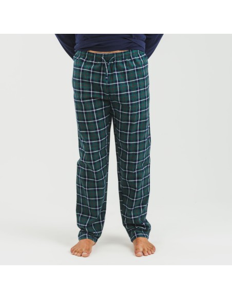 Pijama hombre franela Cuadro Ruz azul marino pijamas-largos-hombre