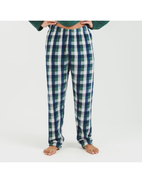 Pijama coral hombre Cuadro Ferni  verde pijamas-largos-hombre