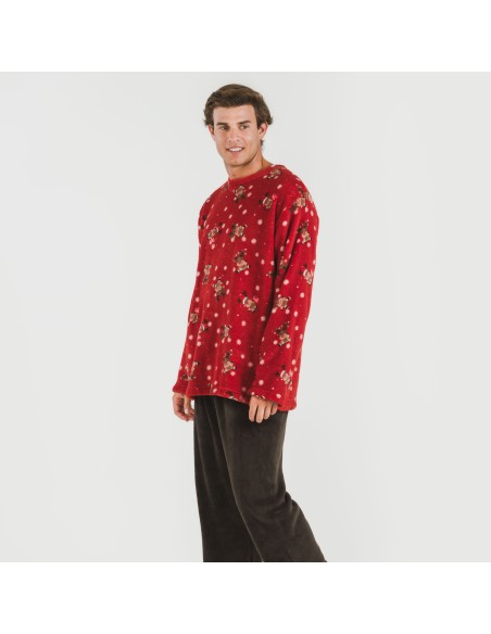 Pijama coral hombre Rodolfo rojo pijamas-largos-hombre