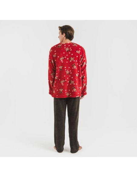 Pijama coral hombre Rodolfo rojo pijamas-largos-hombre