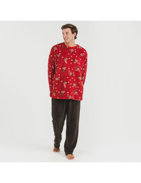 Pijama coral hombre Rodolfo rojo pijamas-largos-hombre