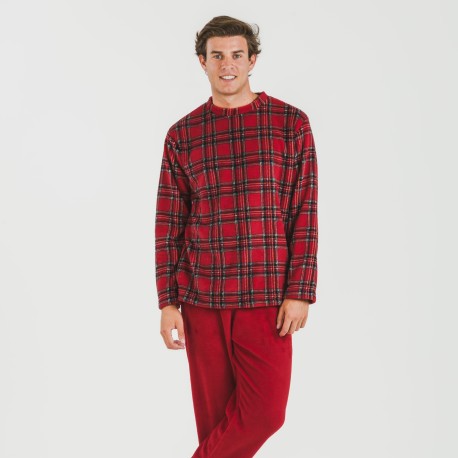 Pijama coral hombre Nicolas rojo pijamas-largos-hombre