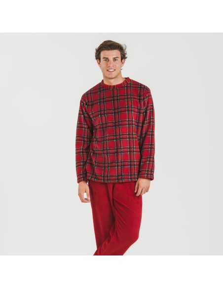 Pijama coral hombre Nicolas rojo pijamas-largos-hombre