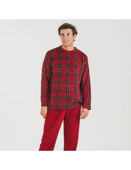 Pijama coral hombre Nicolas rojo pijamas-largos-hombre