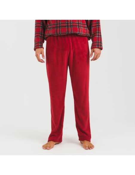 Pijama coral hombre Nicolas rojo pijamas-largos-hombre