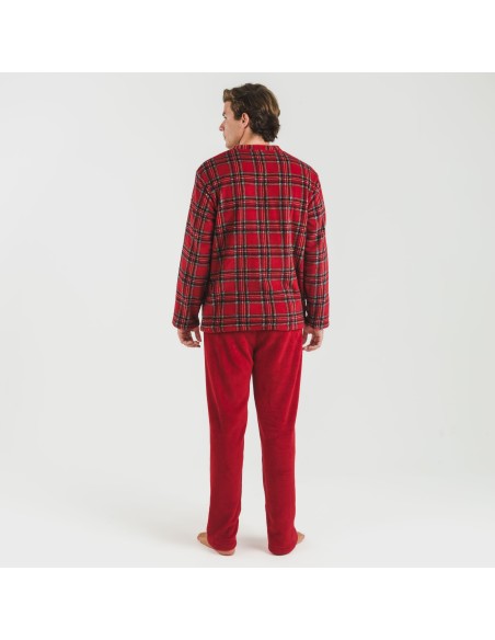 Pijama coral hombre Nicolas rojo pijamas-largos-hombre