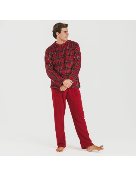 Pijama coral hombre Nicolas rojo pijamas-largos-hombre