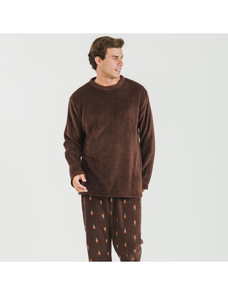 Pijama coral hombre Pelayo marrón pijamas-largos-hombre