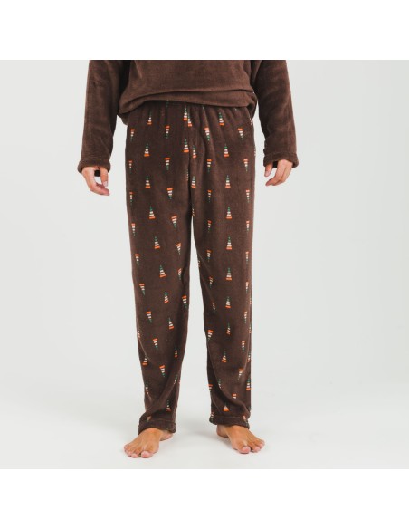 Pijama coral hombre Pelayo marrón pijamas-largos-hombre