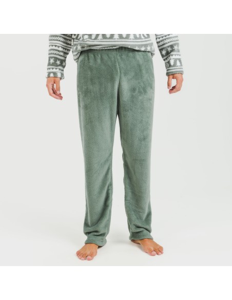 Pijama coral hombre Teseo verde caceria pijamas-largos-hombre