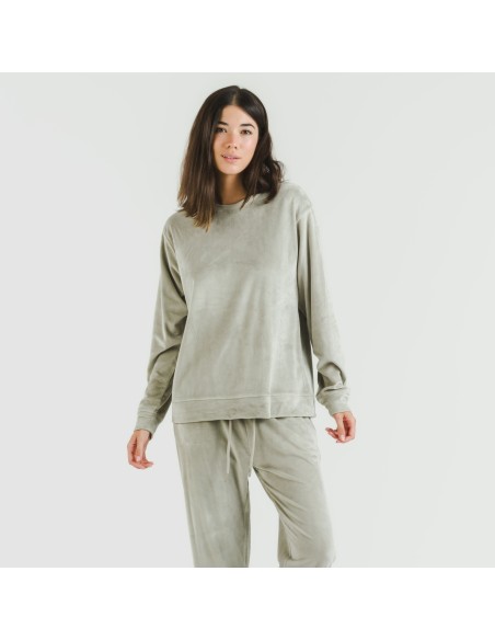 Pijama largo Velvet liso pijamas-de-invierno-de-mujer