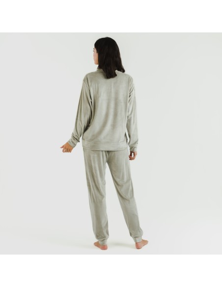 Pijama largo Velvet liso pijamas-de-invierno-de-mujer