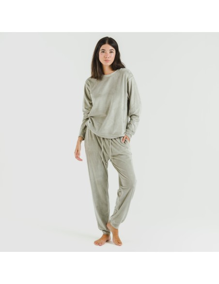 Pijama largo Velvet liso pijamas-de-invierno-de-mujer