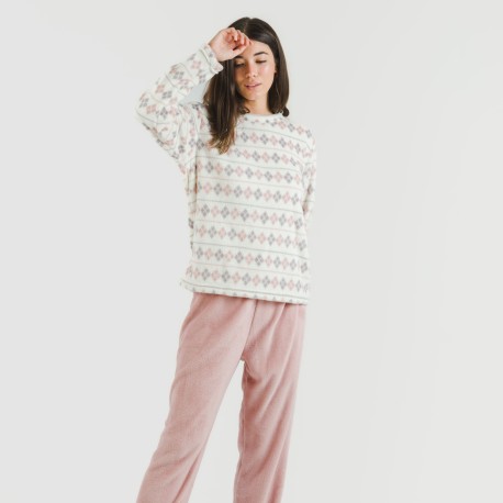 Pijama coral Casimira malva pijamas-de-invierno-de-mujer