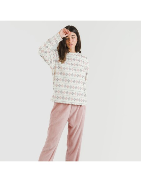 Pijama coral Casimira malva pijamas-de-invierno-de-mujer