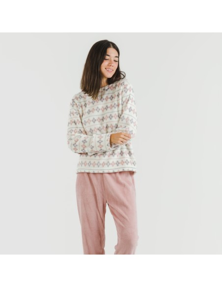 Pijama coral Casimira malva pijamas-de-invierno-de-mujer