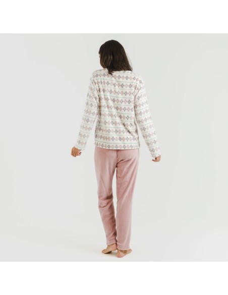 Pijama coral Casimira malva pijamas-de-invierno-de-mujer