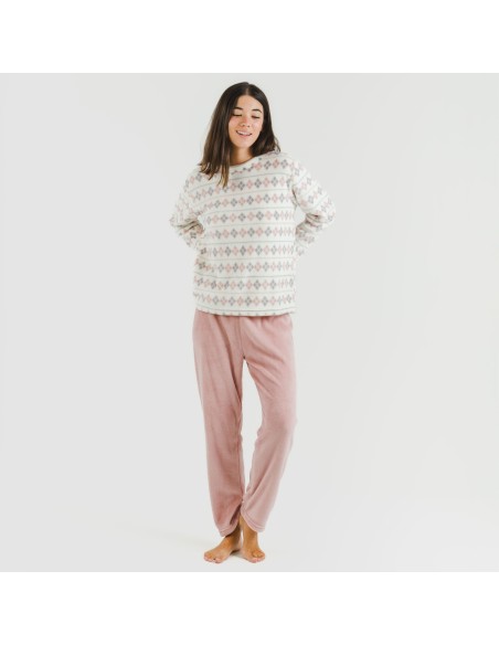 Pijama coral Casimira malva pijamas-de-invierno-de-mujer