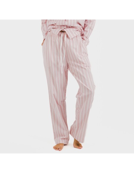 Pijama franela con solapa mujer Raya Marsella rosa pijamas-de-invierno-de-mujer