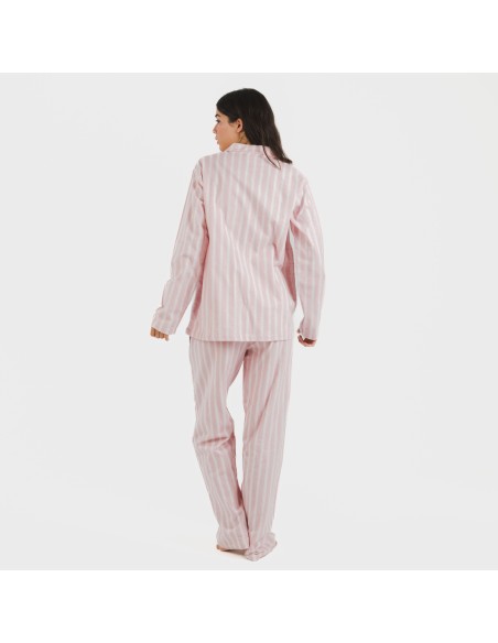 Pijama franela con solapa mujer Raya Marsella rosa pijamas-de-invierno-de-mujer