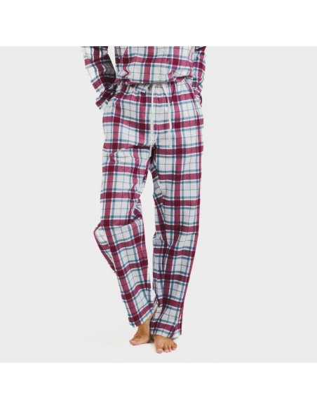 Pijama franela con solapa mujer Cuadro Dalis berenjena pijamas-de-invierno-de-mujer