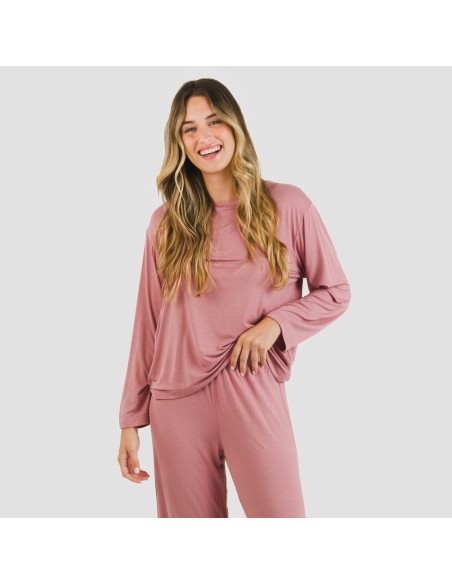 Pijama largo viscosa mujer liso pijamas-largos-de-mujer