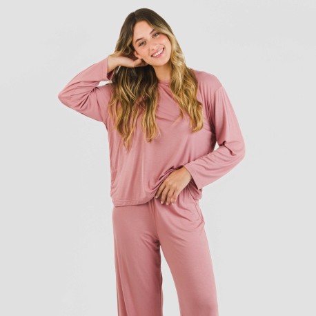 Pijama largo viscosa mujer liso pijamas-largos-de-mujer