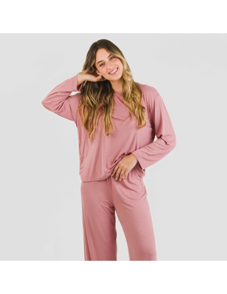 Pijama largo viscosa mujer liso pijamas-largos-de-mujer