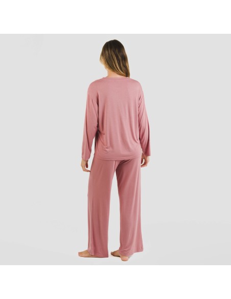 Pijama largo viscosa mujer liso pijamas-largos-de-mujer