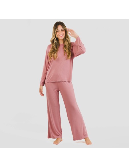 Pijama largo viscosa mujer liso pijamas-largos-de-mujer