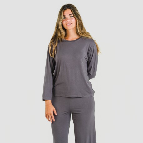 Pijama largo viscosa mujer liso pijamas-largos-de-mujer