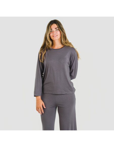 Pijama largo viscosa mujer liso pijamas-largos-de-mujer